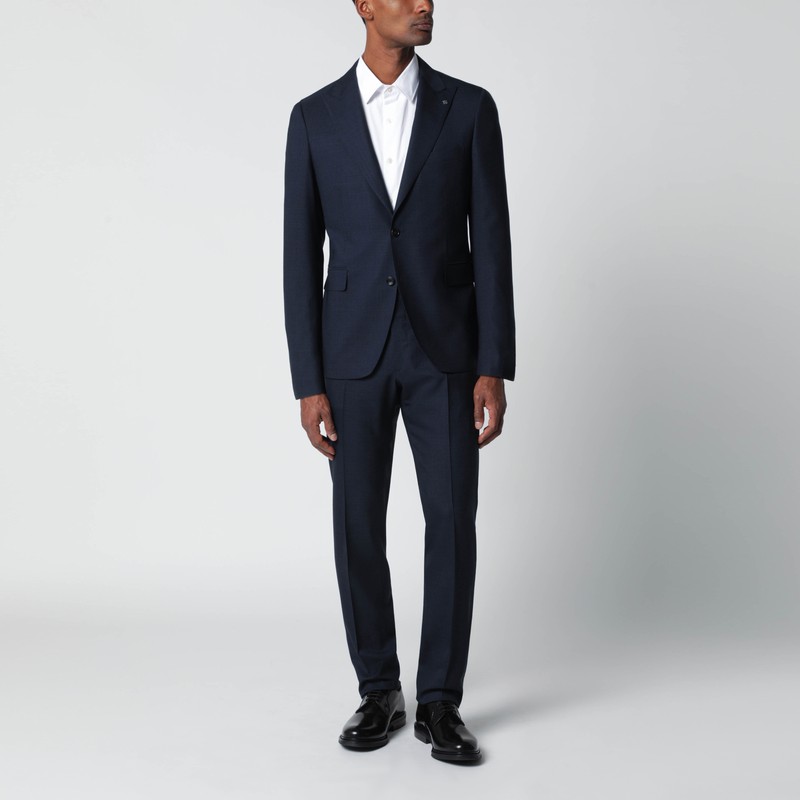 Blue wool single-breasted suit
