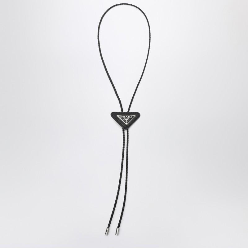 Black Saffiano bolo tie with logo