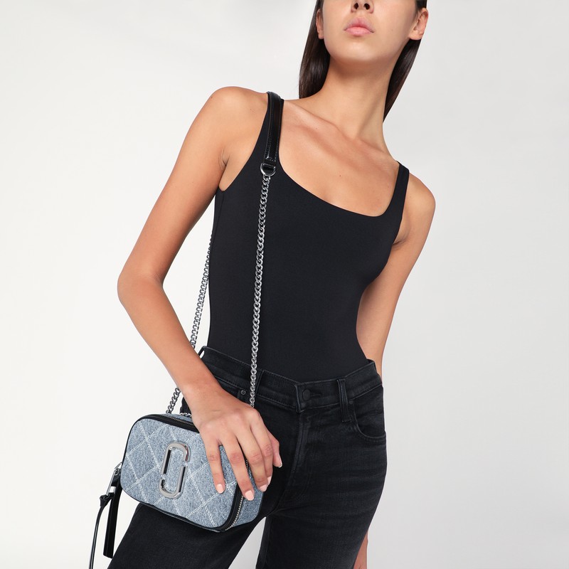 Marc Jacobs Small Crossbody Bag The Snapshot In Quilted Denim In Blue