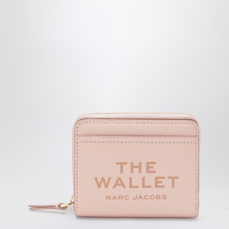 Mini pink full-grain leather wallet