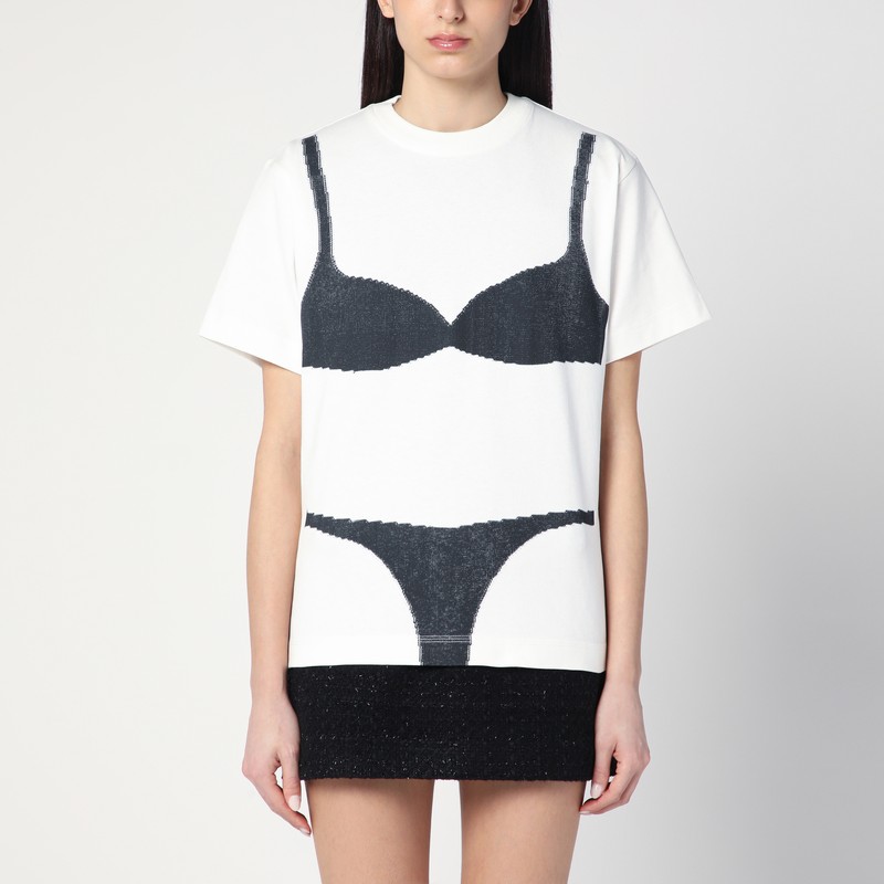 T-shirt bianca Trompe L'oeil con stampa lingerie - Marc Jacobs - Modalova
