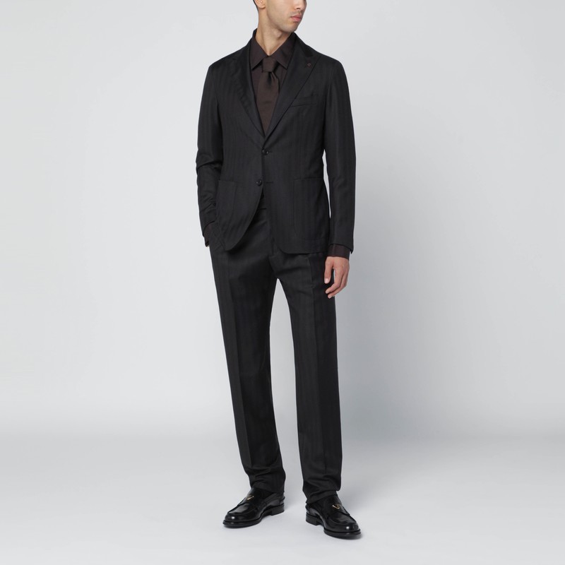 Tagliatore Brown Striped Single-breasted Wool Suit In Brown