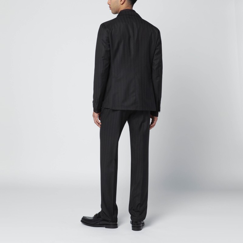 Tagliatore Brown Striped Single-breasted Wool Suit In Brown