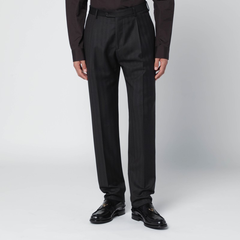 Tagliatore Brown Striped Single-breasted Wool Suit In Brown