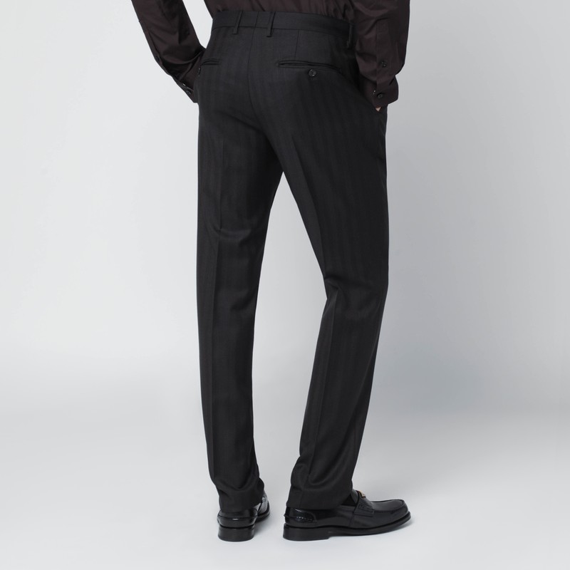 Tagliatore Brown Striped Single-breasted Wool Suit In Brown