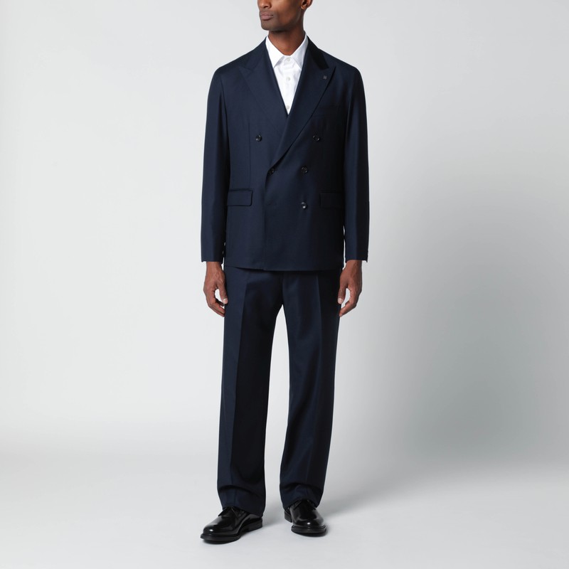 Blue wool double-breasted suit
