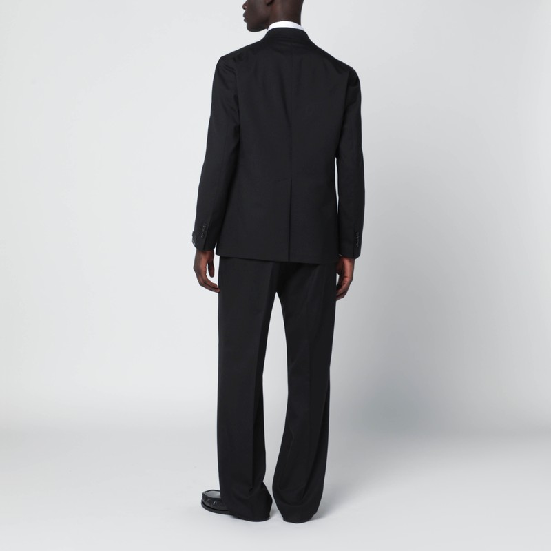 Tagliatore Wool Blend Double Breasted Tailored Suit In Black