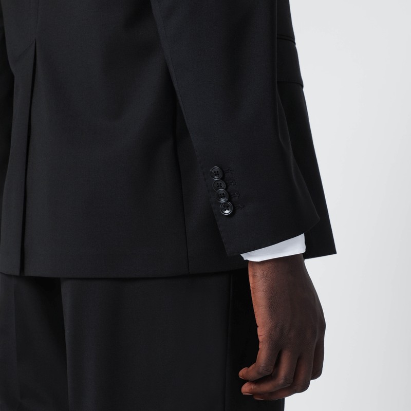 Tagliatore Wool Blend Double Breasted Tailored Suit In Black