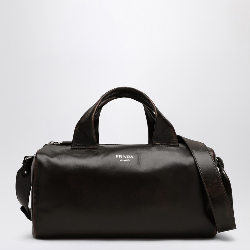 Small brown leather travel bag - Prada - Modalova
