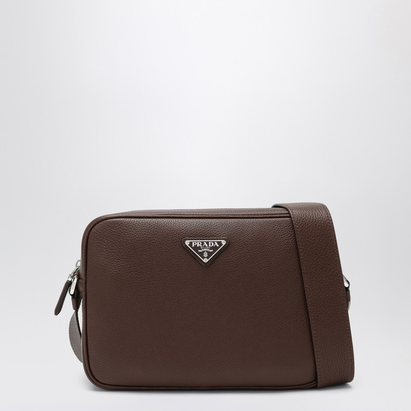 Burnt brown leather crossbody bag