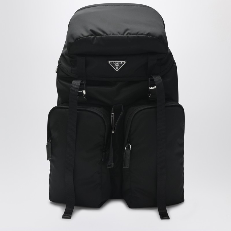 Backpack in black Re-Nylon and Saffiano