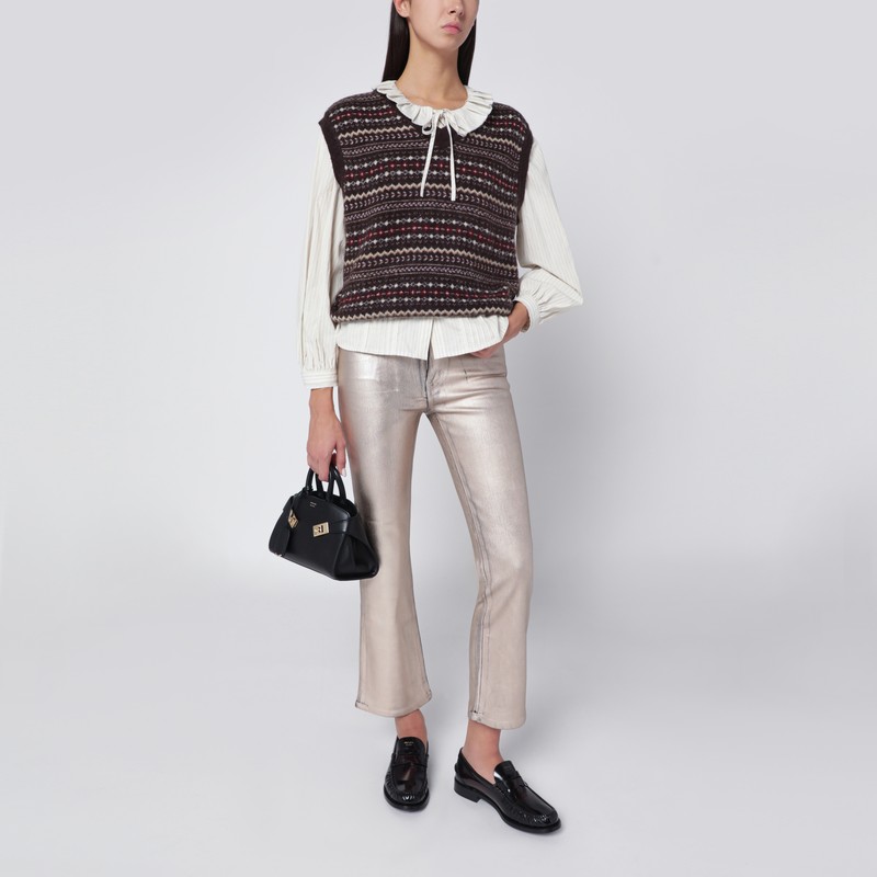 Frame Trousers With Back Pockets And Belt Loops In Metallic