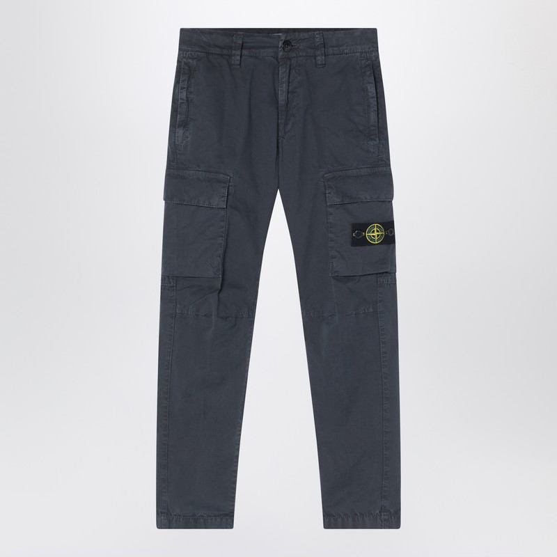 Stone Island Grey Cotton Cargo Trousers In Grey