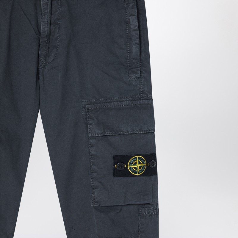 Stone Island Grey Cotton Cargo Trousers In Grey