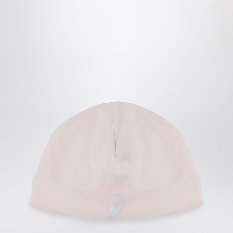 Light pink cotton bonnet with logo