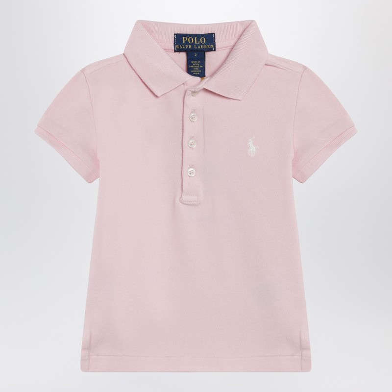 Pink cotton polo shirt with embroidered logo