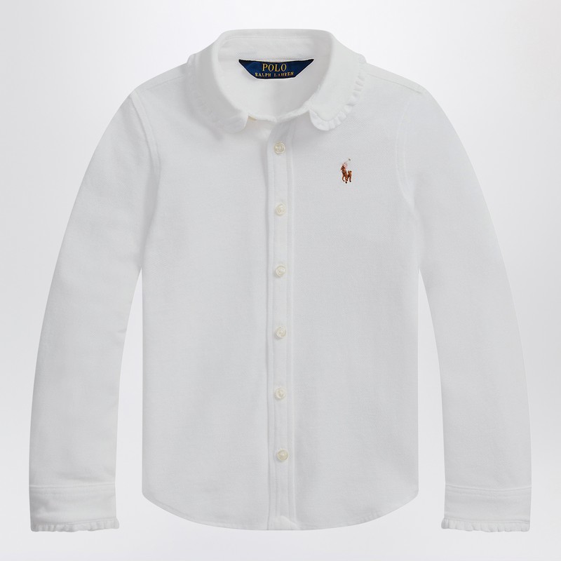 Polo Ralph Lauren White Oxford Shirt With Ruffles In White