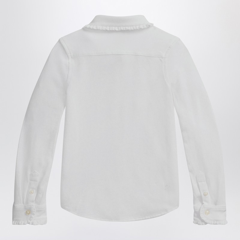 Polo Ralph Lauren White Oxford Shirt With Ruffles In White