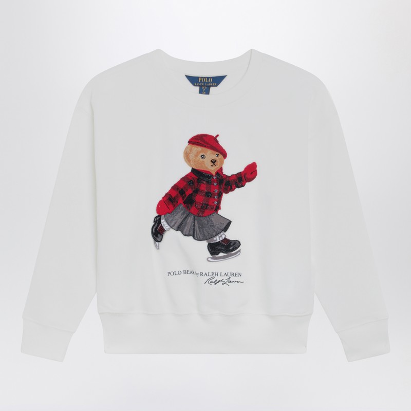Polo Ralph Lauren Polo Bear Cotton-blend Fleece Sweatshirt In White