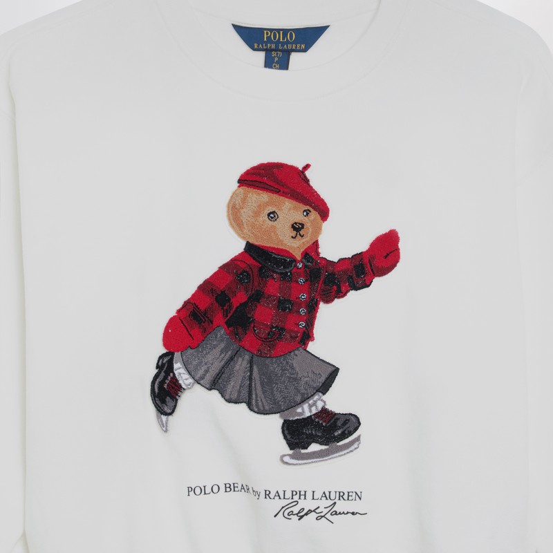 Polo Ralph Lauren Polo Bear Cotton-blend Fleece Sweatshirt In White