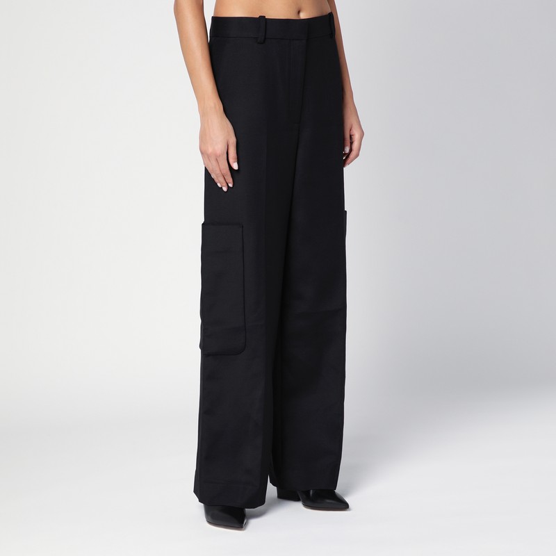 Khaite Black Caiton High-waisted Trousers In Black