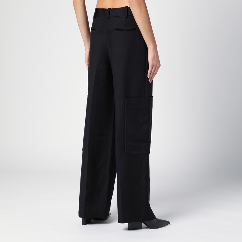 Khaite Black Caiton High-waisted Trousers In Black