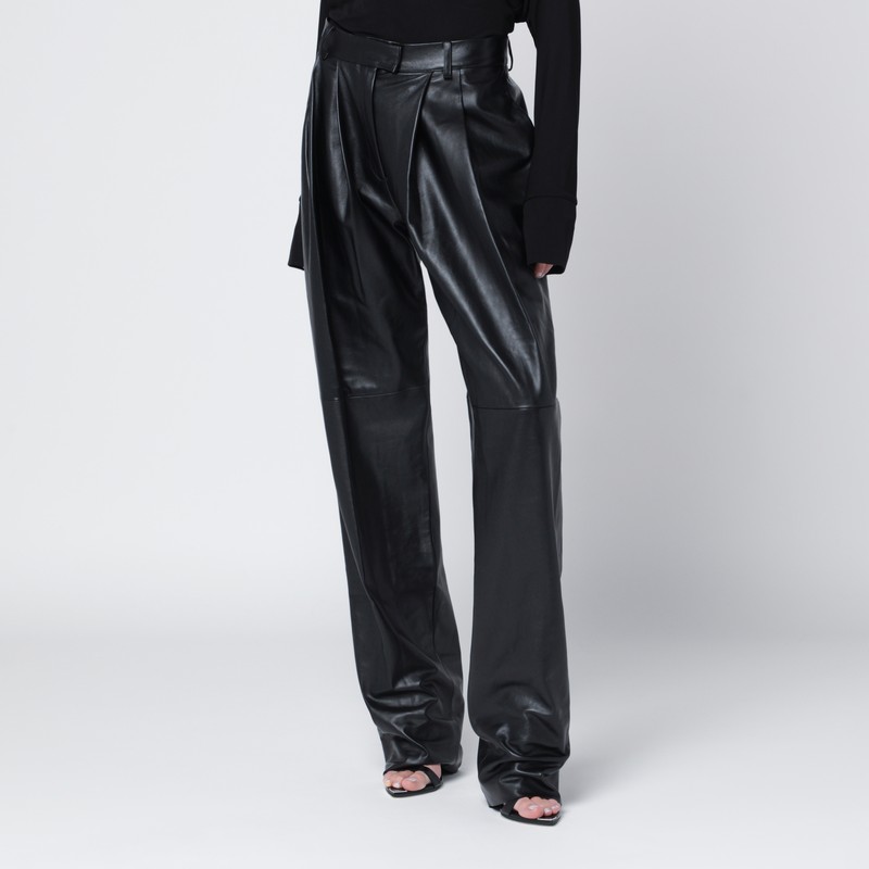 Francesco Murano Black Faux Leather Trousers In Black