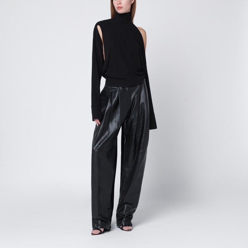 Francesco Murano Black Faux Leather Trousers In Black