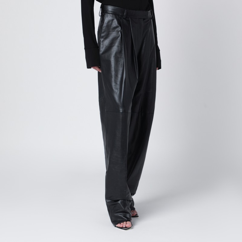 Francesco Murano Black Faux Leather Trousers In Black