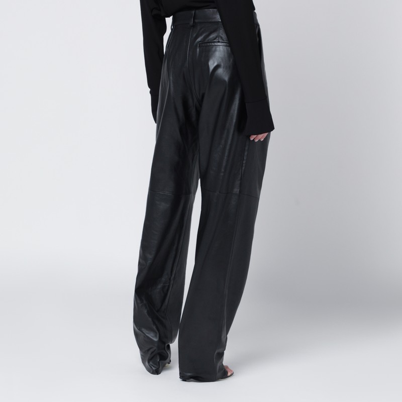 Francesco Murano Black Faux Leather Trousers In Black