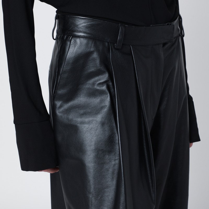 Francesco Murano Black Faux Leather Trousers In Black