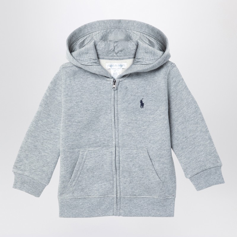 Grey cotton blend zip sweatshirt