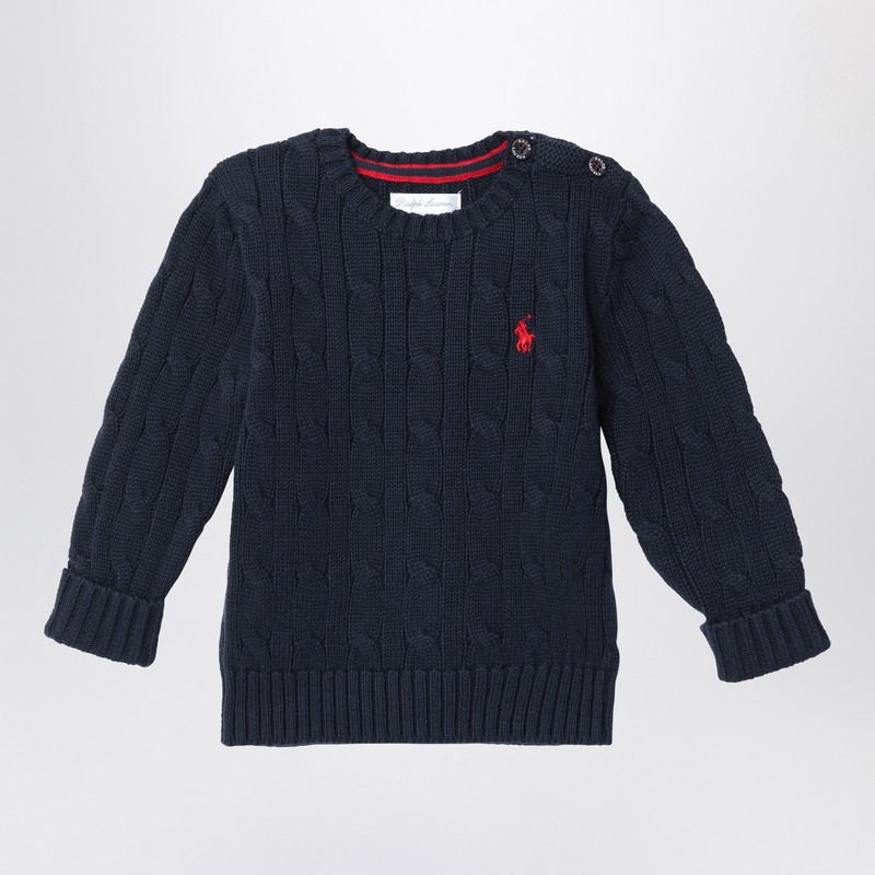 Navy blue cotton cable-knit sweater