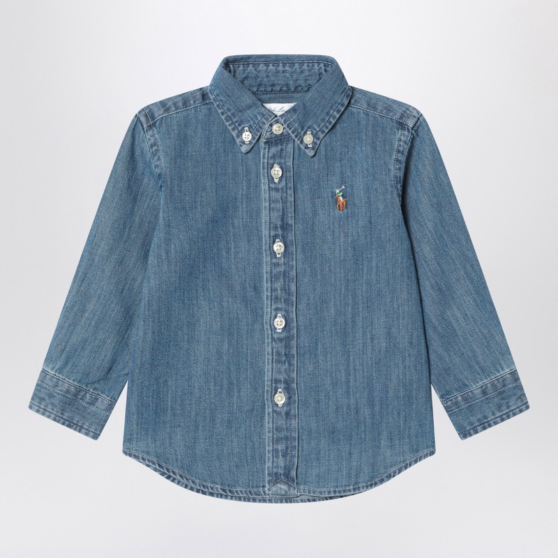 Denim button-down shirt