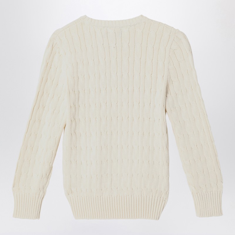 Polo Ralph Lauren Cream Cable-knit Crewneck Sweater In White