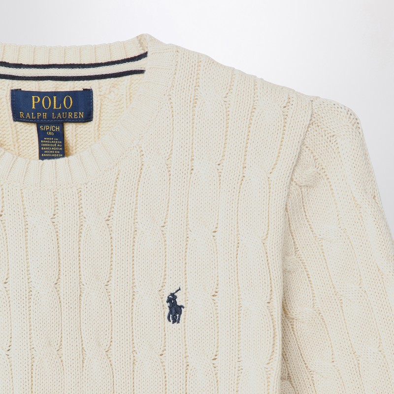 Polo Ralph Lauren Cream Cable-knit Crewneck Sweater In White