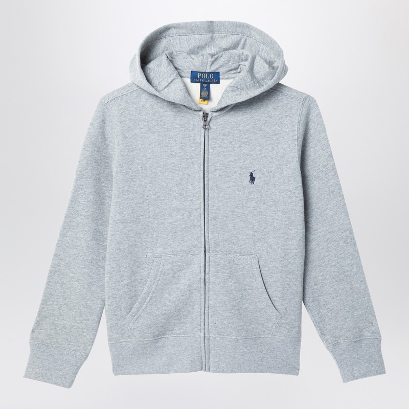Grey cotton blend sweatshirt with zip