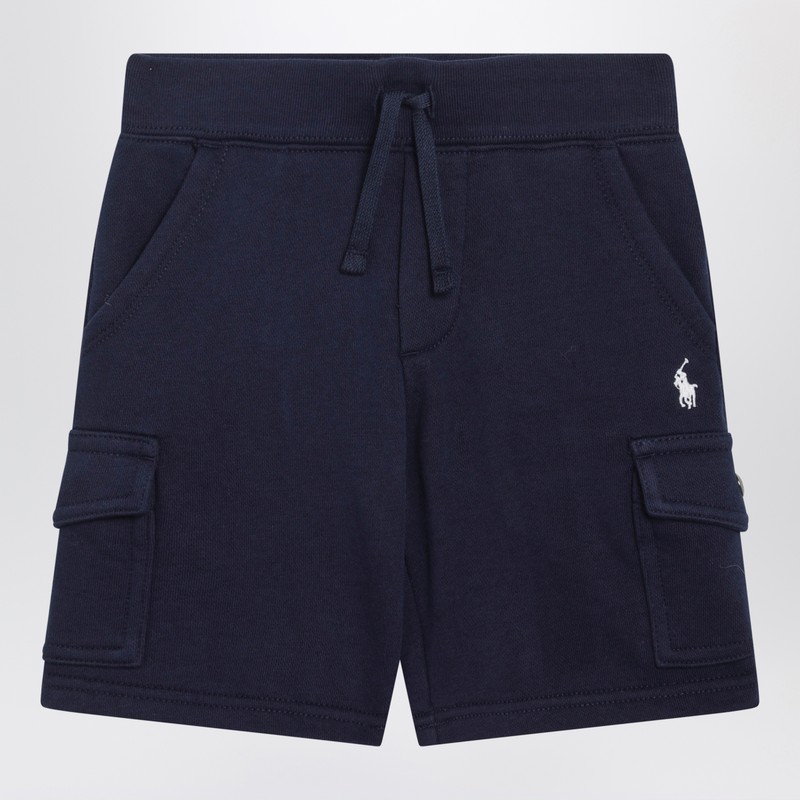 Navy blue cotton blend shorts
