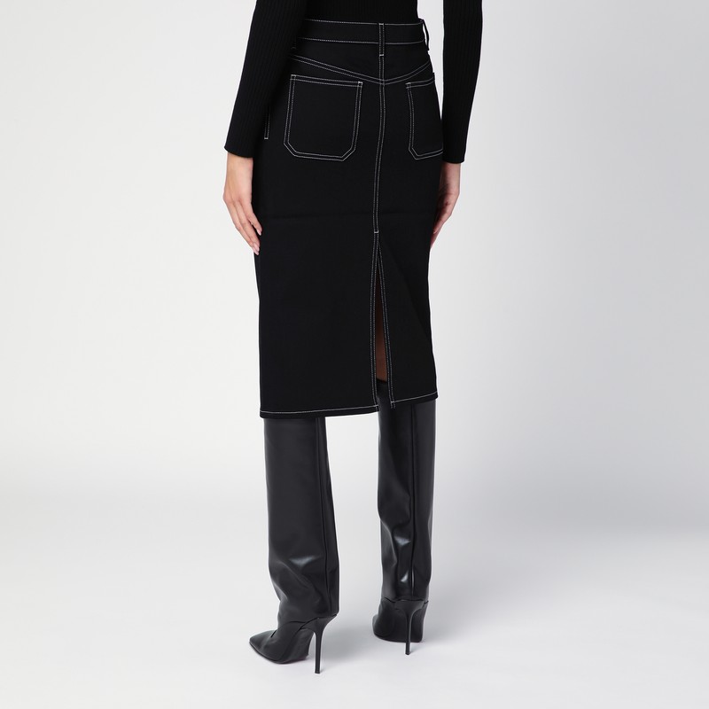Courrèges Denim Midi Skirt In Black