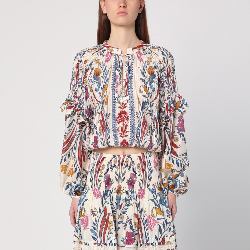 multicolour printed cropped blouse