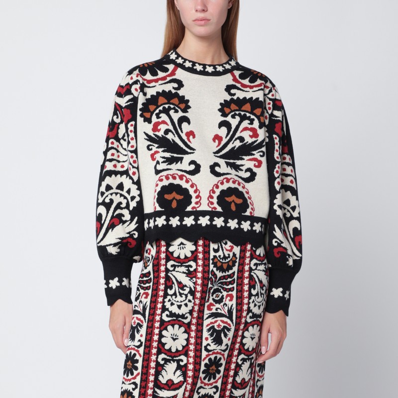 Ivory sweater with tapestry