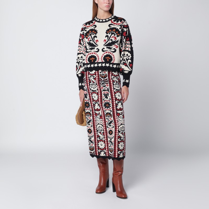 Farm Rio Sweater With Jacquard Pattern In Multi