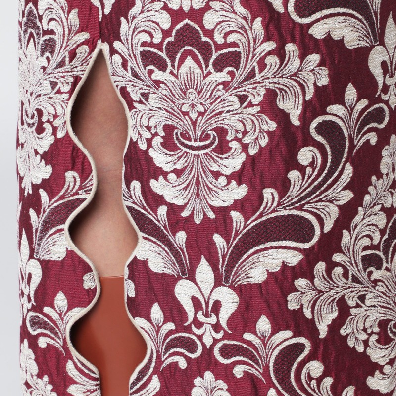 Farm Rio Bordeaux Jacquard Midi Skirt In Burgundy