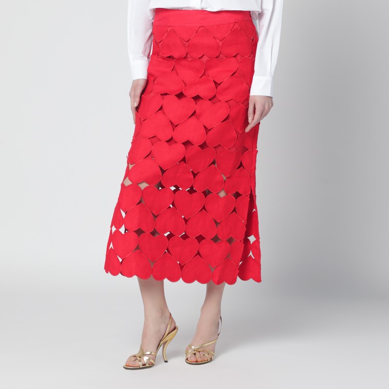 Red linen Hearts skirt