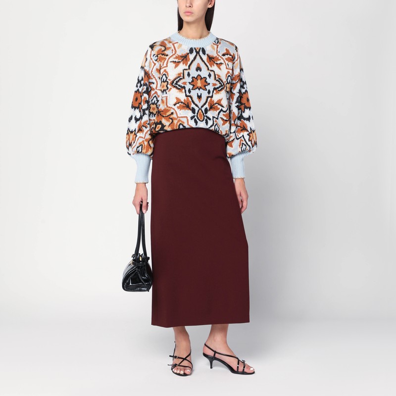 Farm Rio Light Blue Sweater With Tapestry Detail In Multi