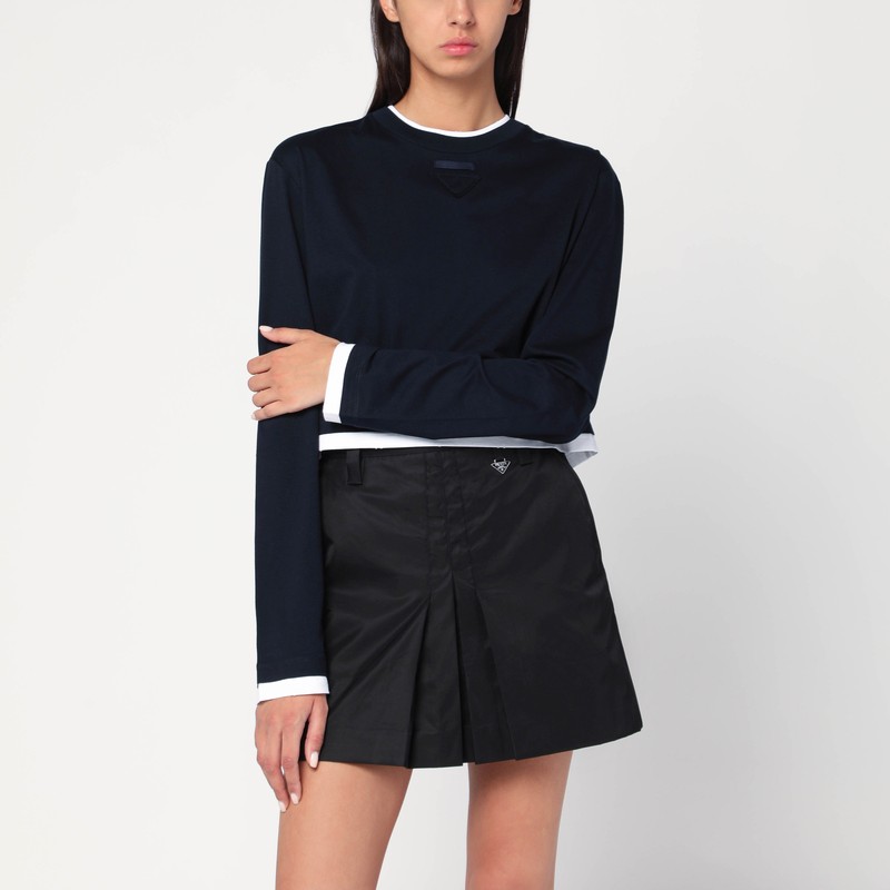 T-shirt blu in jersey di cotone - Prada - Modalova