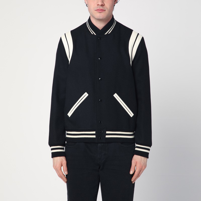 Black/white wool bomber jacket - Saint Laurent - Modalova
