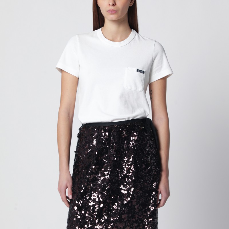 T-shirt girocollo bianca in cotone