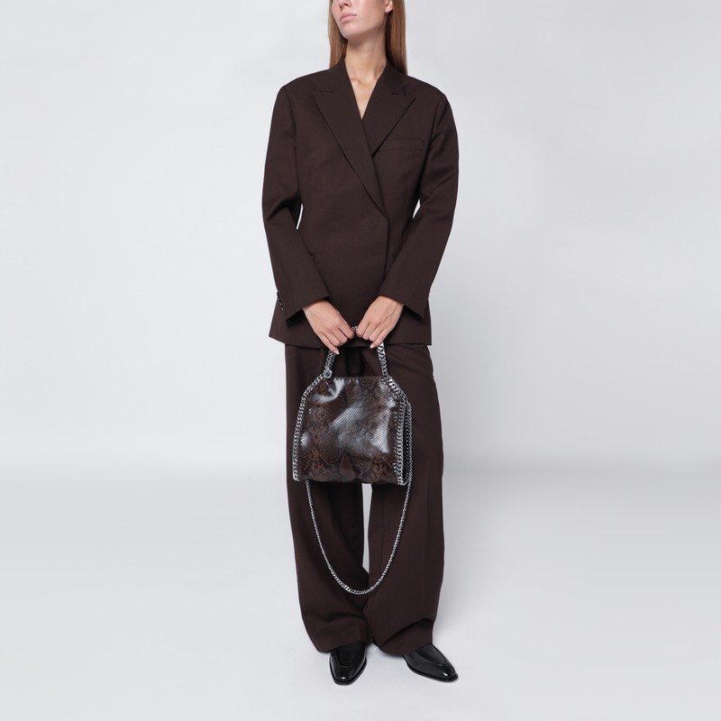 Stella Mccartney Mini Tote Bag Featuring Snake Print Design In Brown