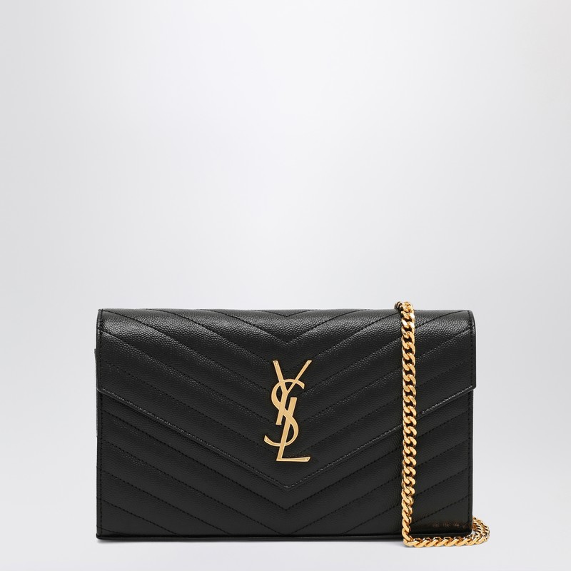 Black Cassandre chain clutch bag